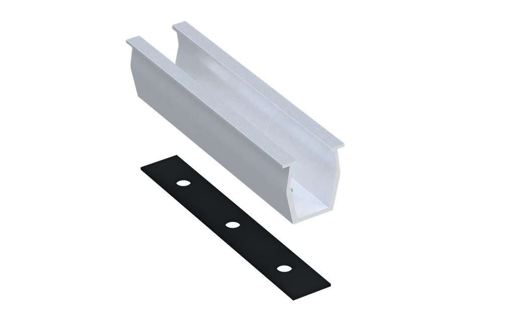 Nano Rail TTH - Soporte Panel Horizontal Trapezoidal con 2 Pijas hexagonal inox. 1/4 x 1" / lamina con rondana y neopreno - UL 2703 AlumiOne