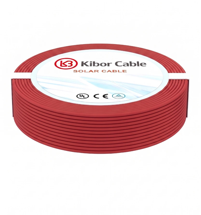 Cable fotovoltaico KIBOR 12 AWG, UL 4703, 2000 VDC, color rojo, presentación de 250 m.