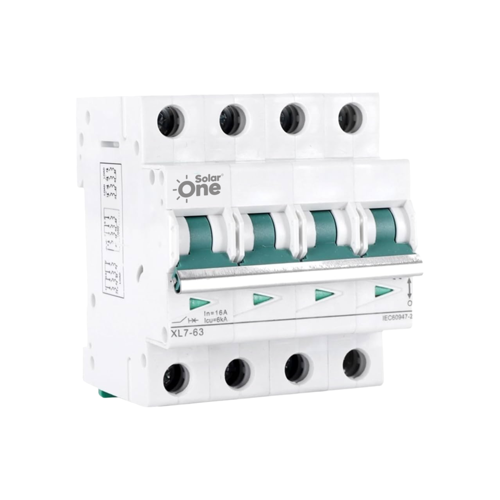 Interruptor Termomagnetico 1200VCD 4x25A Solar Fotovoltaico Riel Din, IEC60947-2 SolarOne
