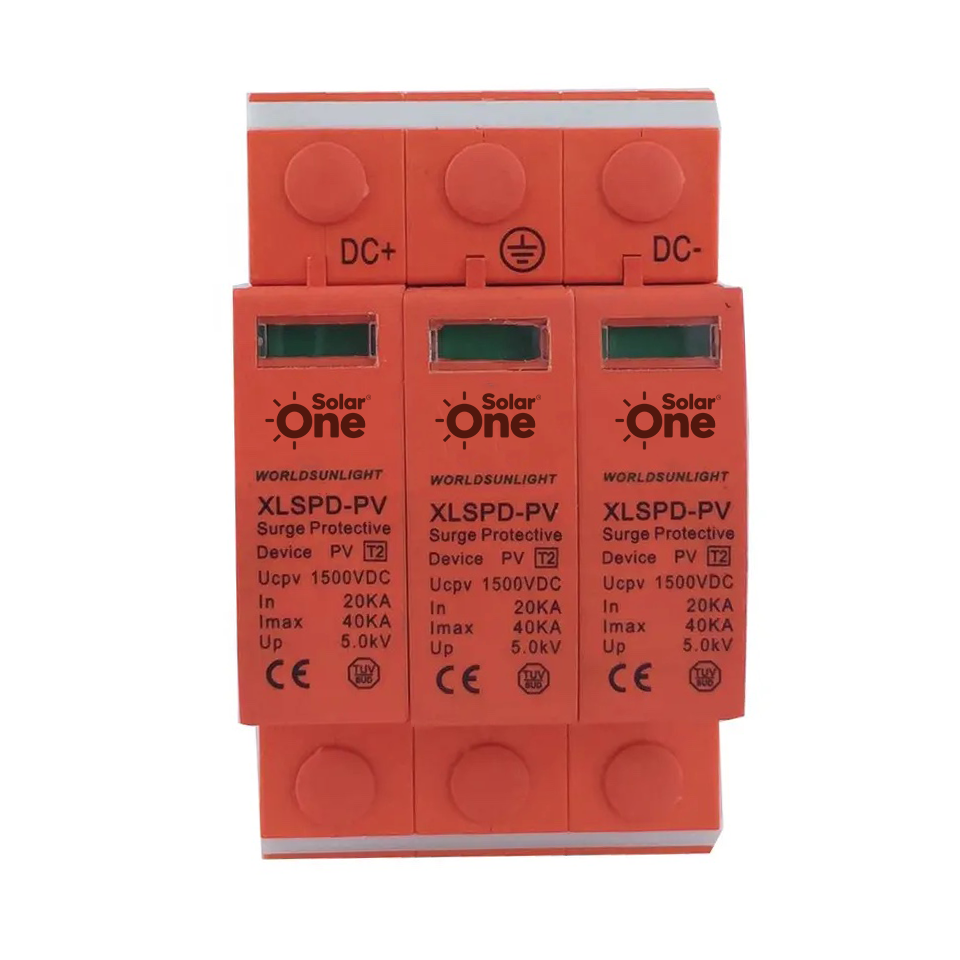 Supresor de Picos 1500VDC 3 Polos soporta 20kA-40kA y 5.0kV para Riel Din SolarOne