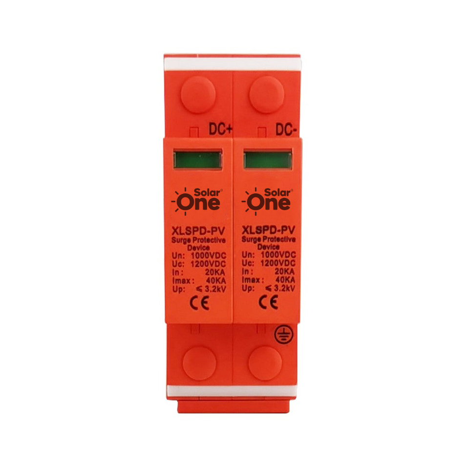 Supresor de Picos SolarOne 1000vdc 2 Polos para Riel Din protege equipos para sistema Solar Fotovoltaico Spd, norma EN 61643-31