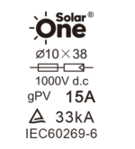 Fusible Solar 1000VDC, 15A, 20A, 24A y 30A, 10x38mm, 10-50KA, IEC60269.1, IEC60269.6, SolarOne - Image 5