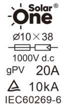 Fusible Solar 1000VDC, 15A, 20A, 24A y 30A, 10x38mm, 10-50KA, IEC60269.1, IEC60269.6, SolarOne - Image 6